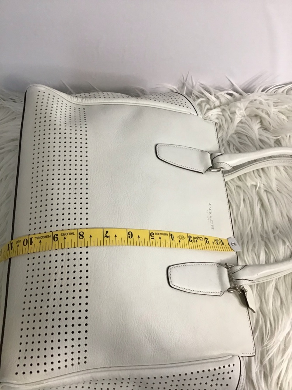 Coach Legacy Perforated Leather Candace Carryall White - Picture 7 of 16